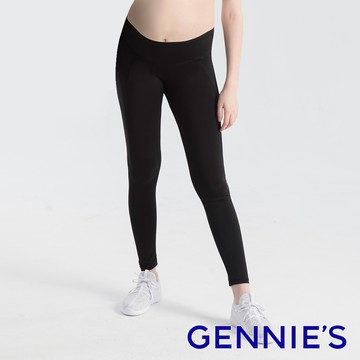 Gennies奇妮 FITNESS蜜桃輕托孕婦運動褲(黑T4J08)
