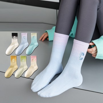 襪子 空中瑜珈襪 漸層色襪 瑜珈襪 防滑襪 中筒襪 普拉提襪 運動襪 YOGA SOCKS