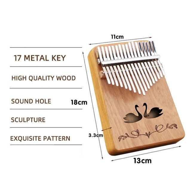 カリンバ 17キー 楽器 17音 親指ピアノ サムピアノ  アフリカ楽器 民族楽器 ピアノ  ポータブル　簡単 木製 マホガニー