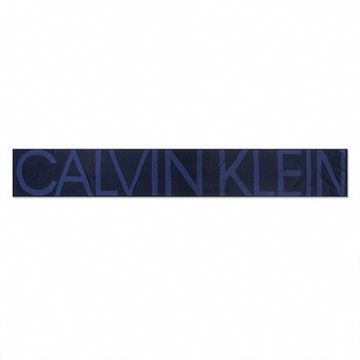 Calvin Klein 經典刺繡文字針織圍巾-深藍色
