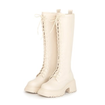 D+AF 女團風輕量厚底綁帶長靴