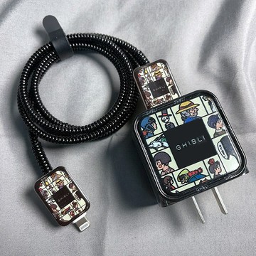 動漫宮崎駿 20w快充豆腐頭保護套 通用iPhone 16 15 14 13 12 XS充電器 數據線保護套 防折斷