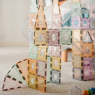 MAGBLOX - 澳洲 美學磁力片-MAGBRIX 積木球道組-粉彩-98pcs