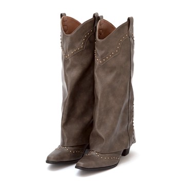 D+AF 星光鉚釘V口復古西部褲管靴