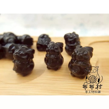 黑曜石小兔子 串珠 散珠 穿搭手鍊配件 文藝飾品配件 文玩小物G6