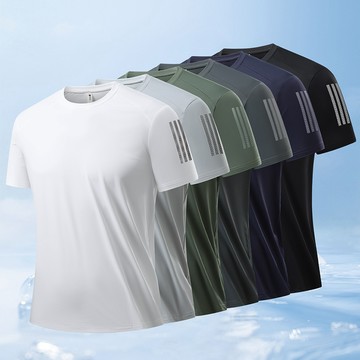 L-8XL 夏季冰絲短袖 涼感短袖 冰絲上衣 戶外運動短袖 彈力速乾衣 排汗衫 t恤男 短袖上衣男 運動上衣 透氣短袖