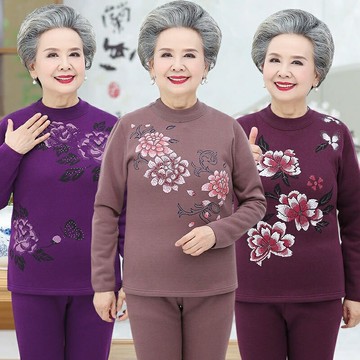 ??阿嬷衣服 發熱衣大尺碼 保暖內衣 保暖衣保暖內衣女士加絨加厚套裝中人奶奶大碼秋衣秋褲冬季
