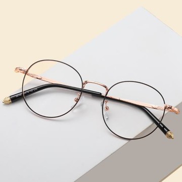 防藍光眼鏡男平光護眼近視眼睛女可配度數金屬圓框復古時尚55198