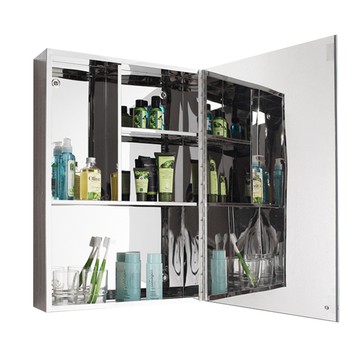 【好物良品】單開門封閉壁掛式不鏽鋼收納鏡櫃-左開門(50×35×12.5cm)  防水防潮防霉浴室浴櫃 極簡鏡子置物櫃