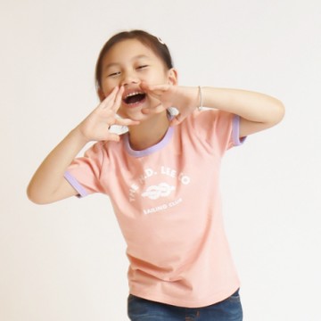 Lee 童裝 復古撞色滾邊短袖圓領T 粉