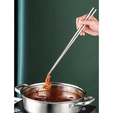 加長金屬防燙防滑方形不銹鋼筷子