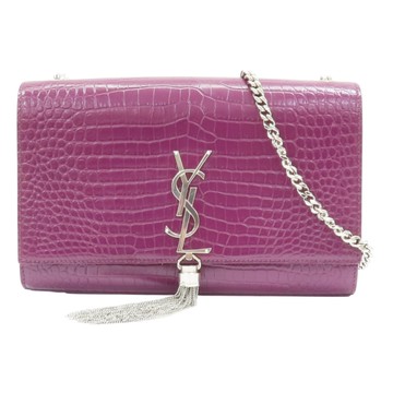 SAINT LAURENT YSL 聖羅蘭  紫色 鱷魚皮 Kate Tassel Crossbody 肩背包 354119 【二手名牌BRAND OFF】