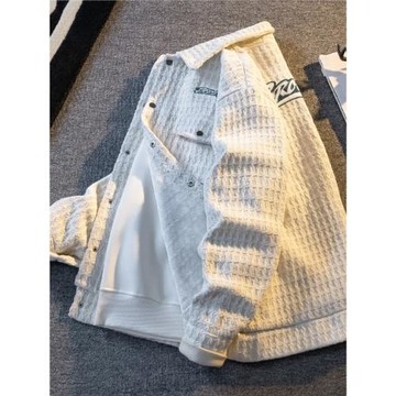 粗紡小香風格子外套男高級感痞帥潮牌寬松休閑男士春秋款工裝夾克