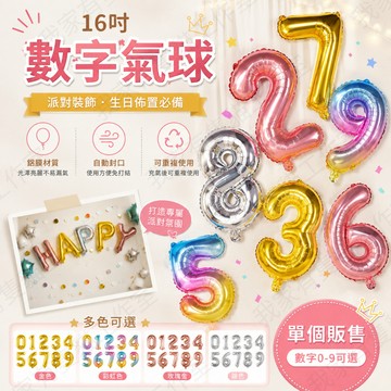 【我家有隻貓】🚀隔日配達🚀16寸數字氣球 氣球 生日氣球 鋁箔氣球 生日 派對 周歲 節慶布置 慶生 結婚 情人節