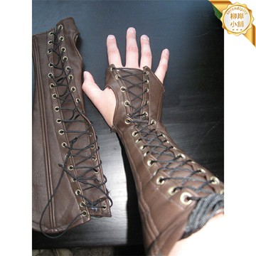 【歐美外貿】長臂手套 半指手套 護腕手套 氣眼繫帶 機車手套 騎行手套 皮革PU材質 可調節護腕 長臂袖套 歐美風穿搭