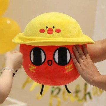 【臺灣-出貨】正版蛋仔派對公仔紅小豆玩偶毛絨玩具可愛布娃娃抱枕兒童生日禮物
