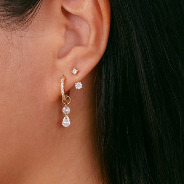 s925銀流蘇圓鑽鋯石精緻鑲鑽耳環耳釘 抗敏感 易扣耳環 女生耳環