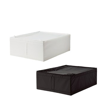 【好物良品】2入-小款_牛津布床底提把衣物被子收納整理箱 床下拉鍊置物箱-白色x1＋黑色x1