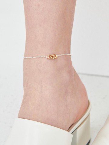 Two-tone Point Chain Anklet (Iak40) [Silver]
