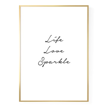 簡愛 40 x 30cm 金色框 Life Love Sparkle  金色