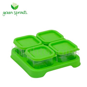 green sprouts副食品小分裝盒60ml 一組4入(玻璃)-綠色
