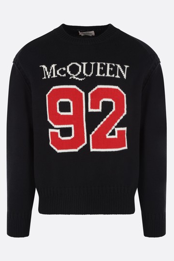 ALEXANDER McQUEEN wool and cotton pullover with 92 logo intarsia Man