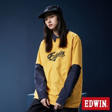 EDWIN 男女裝 網路獨家 復古可樂字形短袖T恤-亮黃色