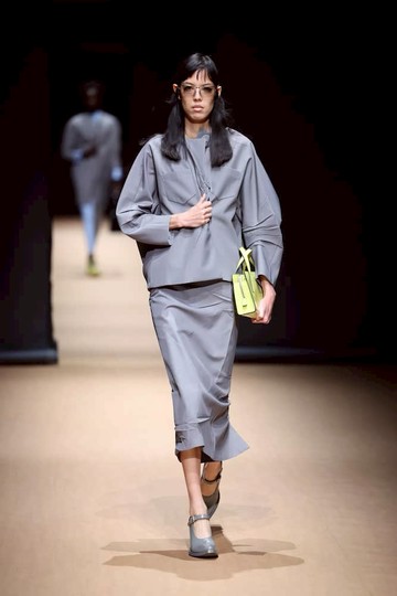 Prada High-rise wool-blend midi skirt