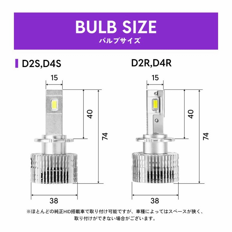 HID屋 LED ヘッドライト D4S D4R D2S D2R 20200cd(カンデラ