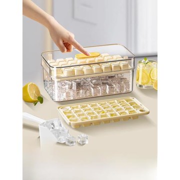 冰塊模具食品級硅膠按壓冰格帶蓋家用冰箱制冰盒儲存盒凍冰塊神器
