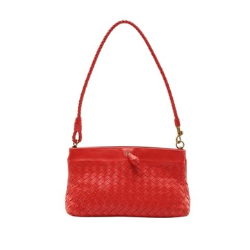 BOTTEGA VENETA 寶緹嘉 Intrecciato 肩背包 紅色 編織羊皮 【二手名牌BRAND OFF】