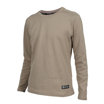 firestar 男彈性保暖長袖圓領t恤-長t 休閒 慢跑 路跑 卡其