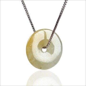 【願‧平安】冰種黃翡翡翠平安扣項鍊 | 天然緬甸A貨翡翠 | 送禮