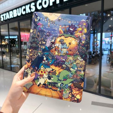 神奇寶貝2021款ipad10保護套pro2020蘋果mini6外套ioad9迷你4殼air5適用2平板3帶筆槽第十代三折2022日系2019