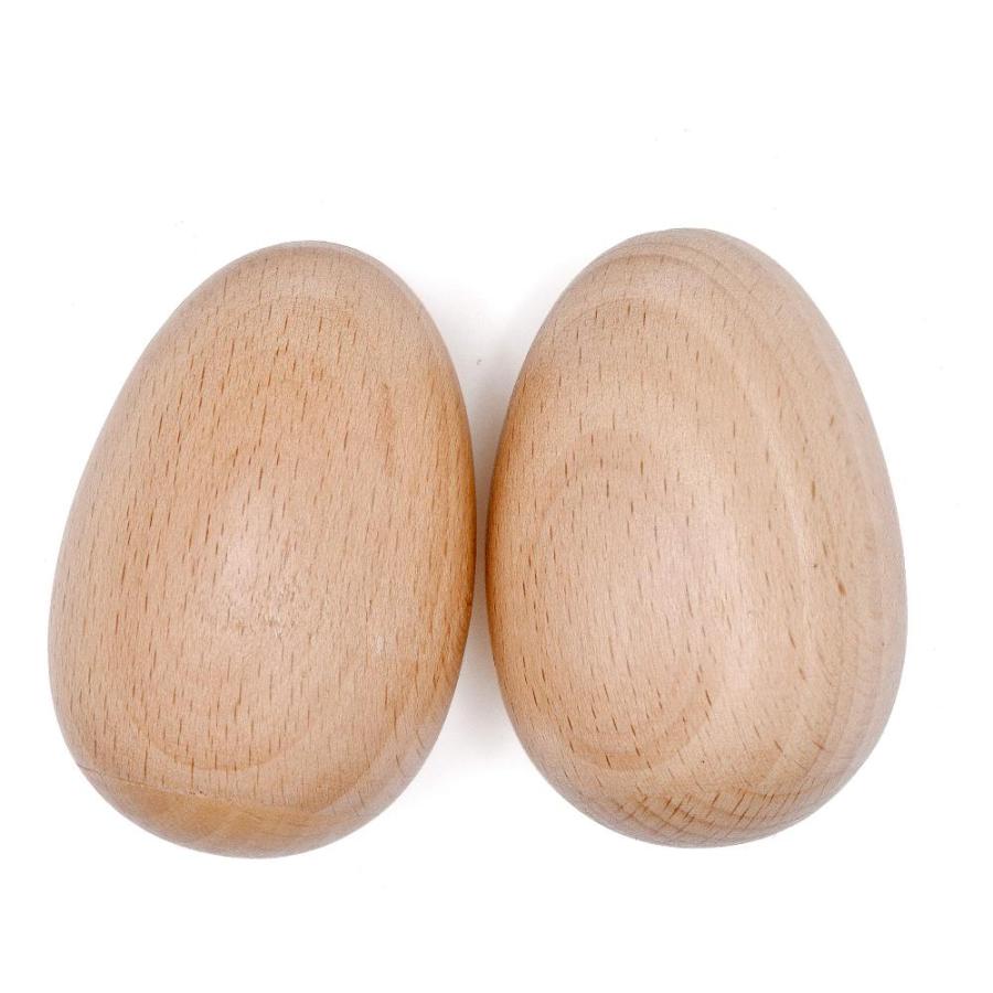 Wood Egg Shakers Set, Musical Percussion Instruments, Natural Finish (2 PCS