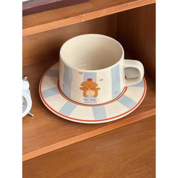 ins韓式小狗咖啡杯碟套裝可愛陶瓷拿鐵杯下午茶杯生日禮物伴手禮