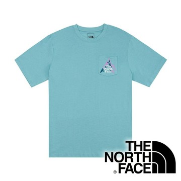【THE NORTH FACE 美國】男圓領短袖棉T恤『淺藍』NF0A81MV 戶外 登山 時尚 休閒 上衣 短袖