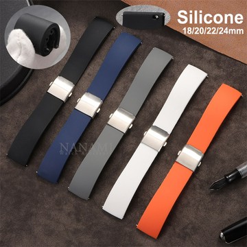 SEIKO 柔軟純矽膠錶帶 18 毫米 20 毫米 22 毫米 24 毫米快速釋放橡膠錶帶精工男士女士腕帶華為 GT 防