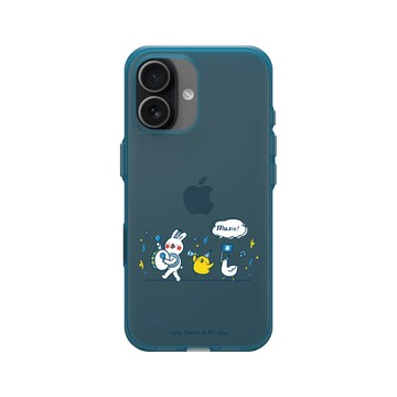 iPhone 17 Clear (相機按鈕) 夜幕藍 - 懶散兔與啾先生 Lazy Rabbit and Mr.Chu - music!