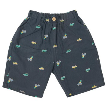 akachan honpo - 5分褲-麻質風 滿版印花-深藍色