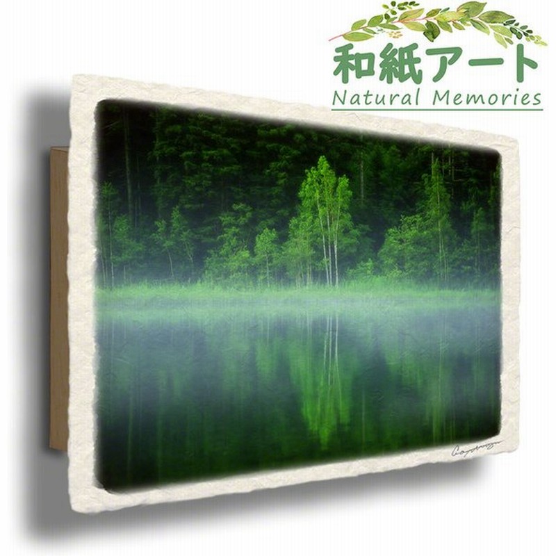 玄関 インテリア 絵 おしゃれ 風水 絵画 和紙 アートパネル 夏 木 森 朝霧の湖に映る新緑の白樺 通販 Lineポイント最大0 5 Get Lineショッピング