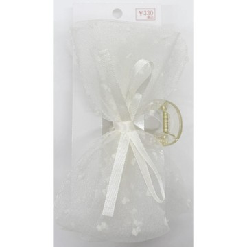 【100 Life Japan Can Do】雪紡圓點蝴蝶結髮夾(1入)