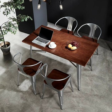 免運/公司貨 餐桌椅 桌椅組合 美式實木餐廳燒烤餐桌椅復古奶茶店飯店咖啡廳工業風音樂餐吧桌椅 可開發票 全館五折 工廠現貨直銷 新品特價 z10303