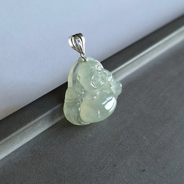 笑佛迷你冰種翡翠小吊墜 | 天然緬甸翡翠玉器 | 佛公玉墜