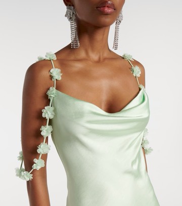 Self-Portrait Floral-appliqué satin gown