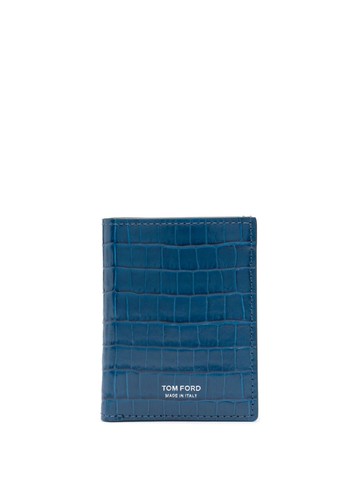 TOM FORD - embossed-crocodile leather cardholder - men - Calf Leather/Sheepskin - One Size - Blue