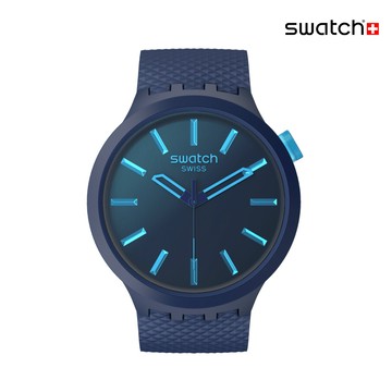 Swatch INDIGO GLOW 大錶面手錶/男錶/女錶/瑞士製造 SB05N113 (47mm)【官方旗艦店】