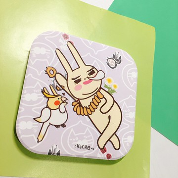 台灣鶯歌晶透浮雕陶瓷吸水杯墊 | 香甜午睡鼻孔兔款-好夢成真感