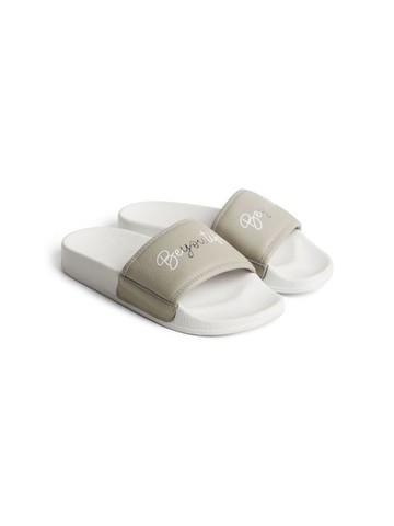 Brunello Cucinelli Kids - slogan-print slides - kids - Polyurethane/Rubber/Polyurethane - 31 - Grey