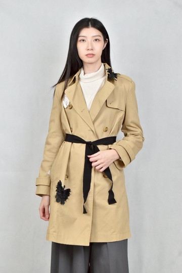 (S) valentino棕色排釦綁帶外套